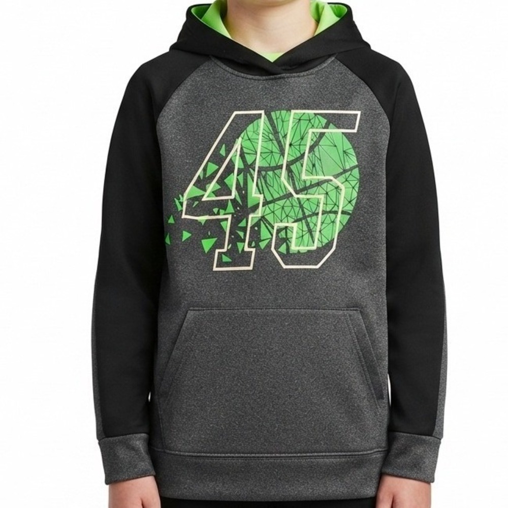 Place Sport Hoodie Boys XL 14 Grey Black Green 45 Graphic Sweatshirt